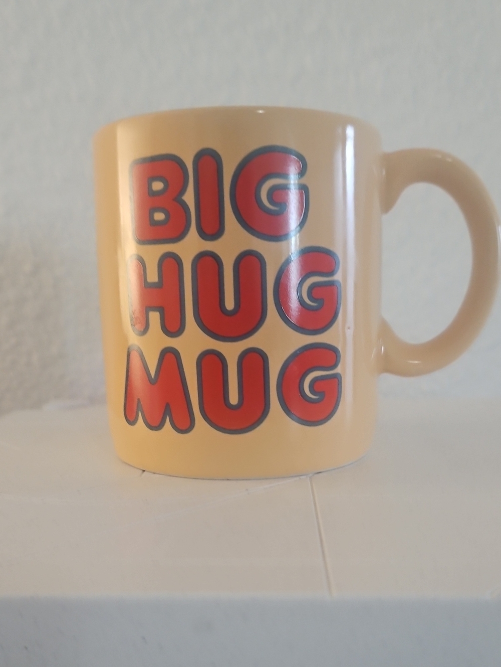 Big Hug Mug Ceramic Coffee Cup - Yellow with Red Lettering